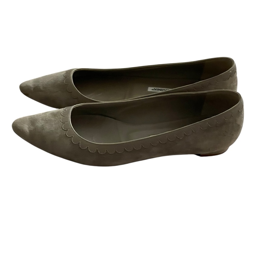 Manolo Blahnik Taupe Suede Ballet Flats Women  Size 39.5 - Picture 4 of 9